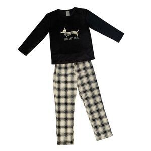 Home & Living Womens/Ladies Dachshund Long Pyjama Set / Black/Cream